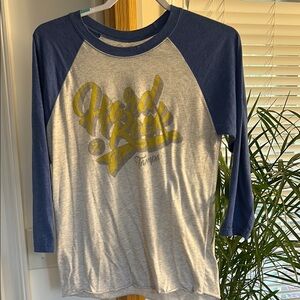 Hard Rock Cafe Womens Blue and Gray Raglan Shirt baseball tee sz S
